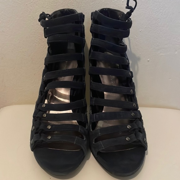 Nine West Blue Suede Strappy High Heels 7.5M - Picture 1 of 5